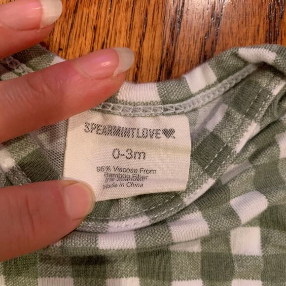 Spearmint love Knotted Gown & Hat Matching Set | Sage Green Gingham | 0-3 months - Picture 9 of 9